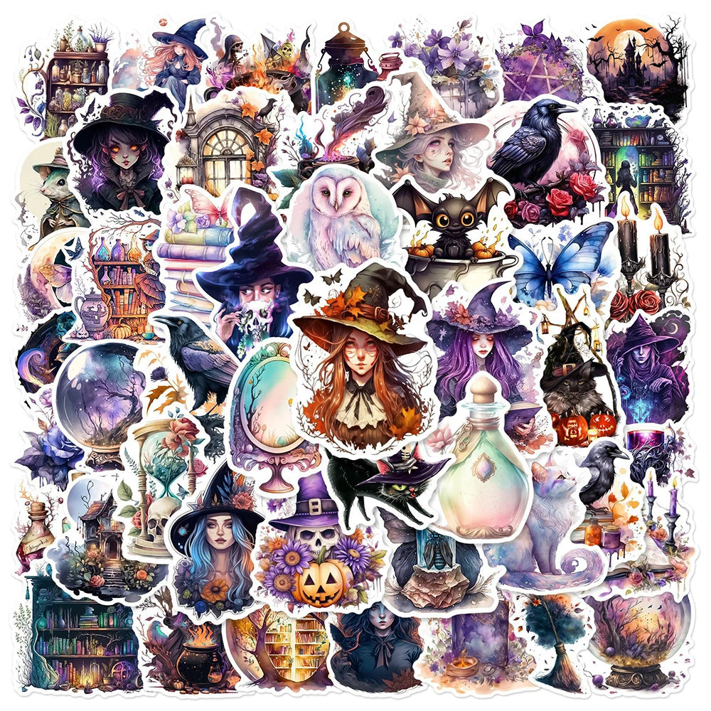 10/30/50pcs Art Gothic Magic Witch Aesthetic Cartoon Stickers