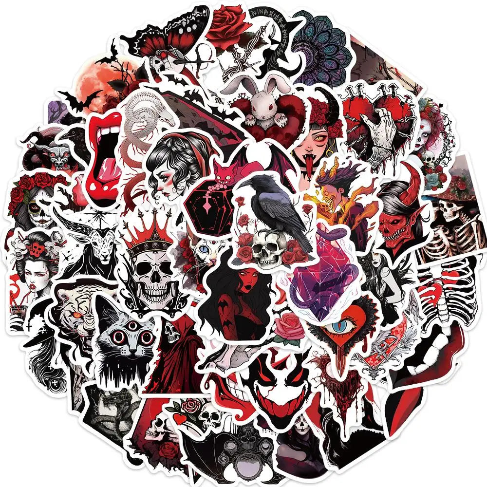 50pcs Horror Skull Gothic Stickers Aesthetic Graffiti Stickers Luggage