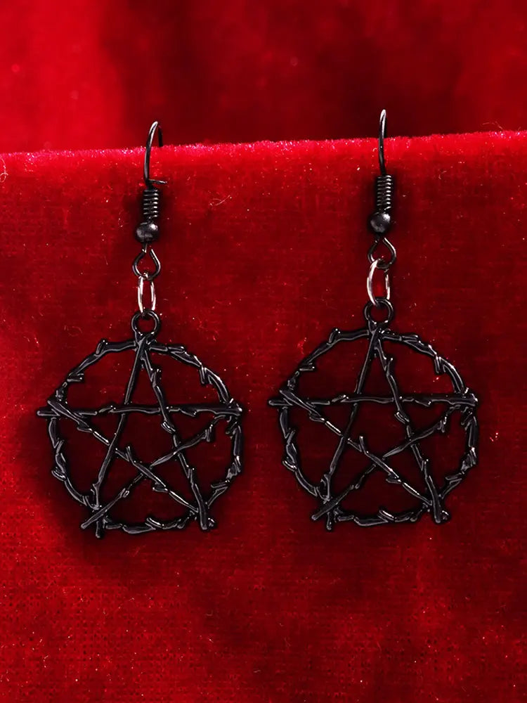 Gothic Pentagon Thorns Metal Star Drop Earring Dangle Harajuku  Unique