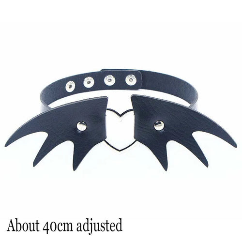 Woman Black Punk Choker Collar Necklace Sexy PU Leather Heart Lock Key