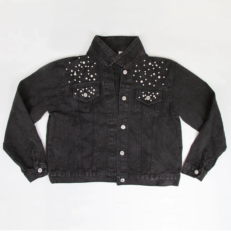Black Pearl Customized Wedding Denim Jacket Til Death Do Us Part