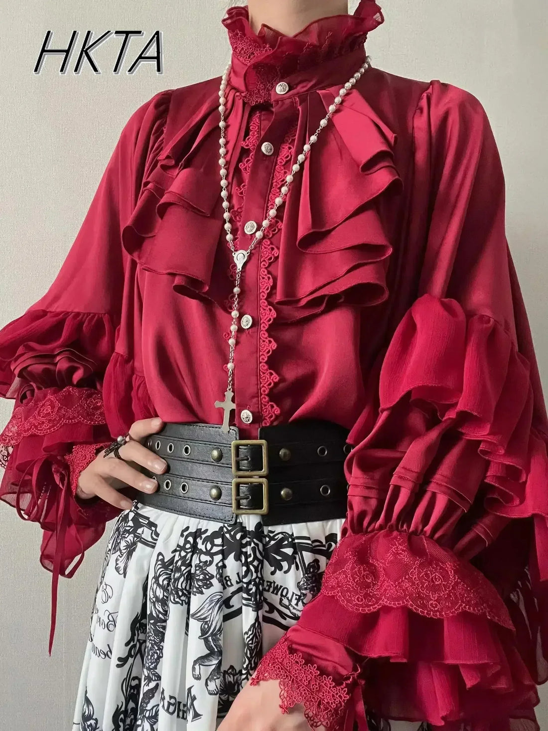 Gothic Style Batwing Sleeve Shirt Women Lolita Loose Spring Autumn