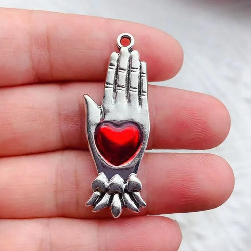 10pcs Mixed Silver Plated Enamel New Gothic Style Sacred Heart Alloy