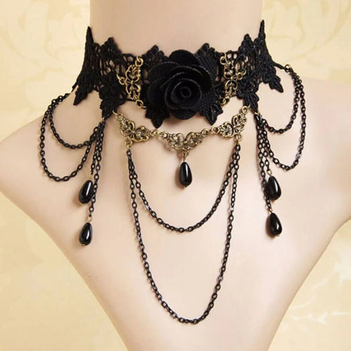 Lady Chokers Leaf Tassel Women Neck Jewelry Accessory Girl Lace Gothic