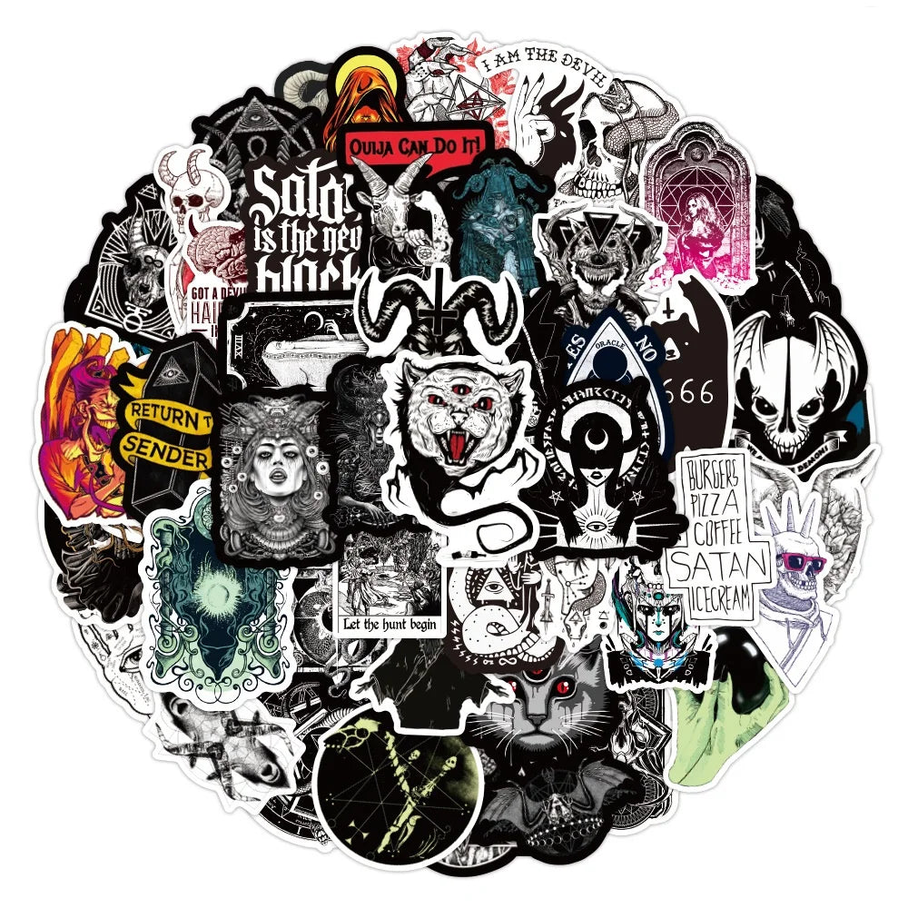 50pcs Cool Demon Lucifer Gothic Stickers Scrapbooking Fridge Laptop