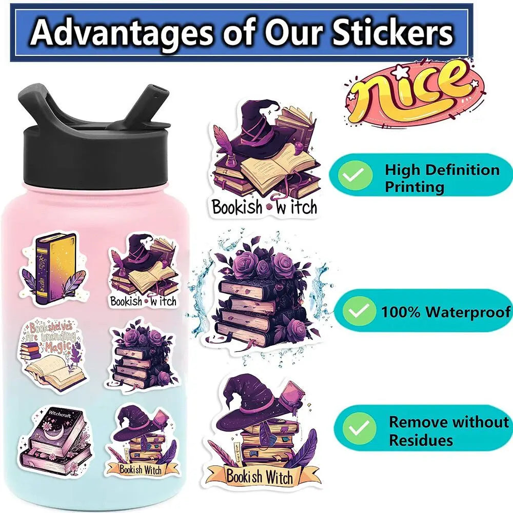 10/50pcs Purple Gothic Witch Bookish Stickers Smutty Dark Romance