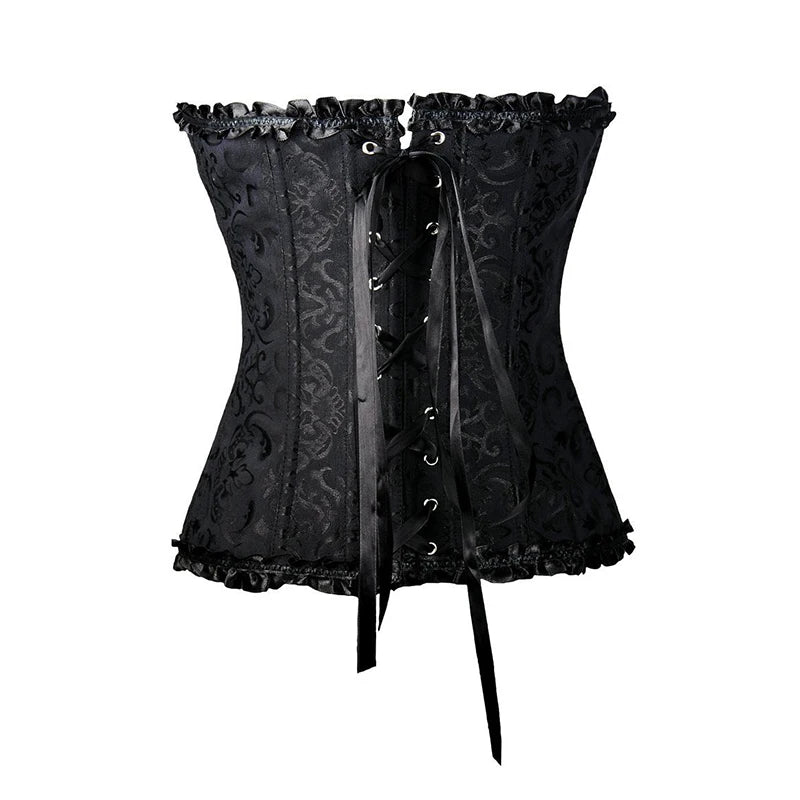 BurVogue Women Lace Up Sexy Floral  Boned Corset Overbust Body Shaper