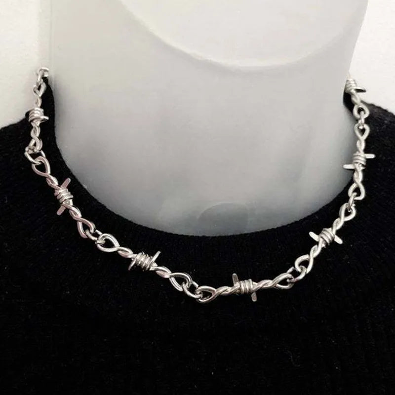 ZAKOL Fashion Iron Unisex Choker Necklace Women Hip-hop Gothic Punk