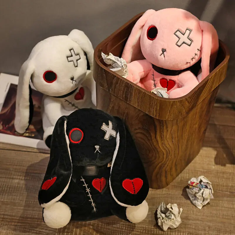 Spooky Gothic Bunny Stuffed Crazy Rabbit Plush Toys, Spooky Gothic