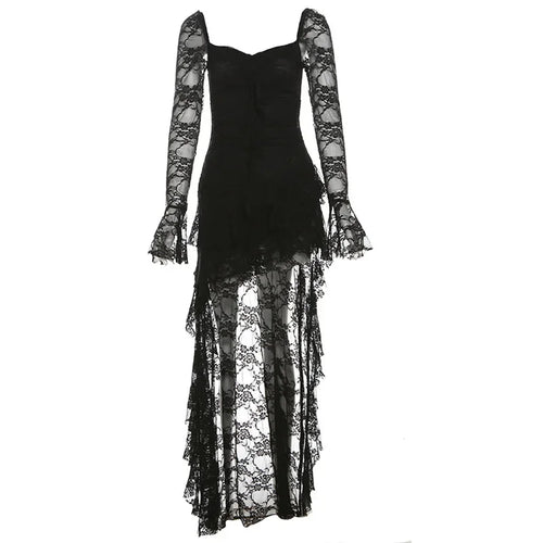 Fairycore Lace Flare Sleeve Square Neck A-line Dress Sweet E-girl
