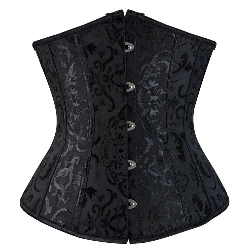 Women Gothic Sexy Satin Underbust Corset Bustier Waist Cincher