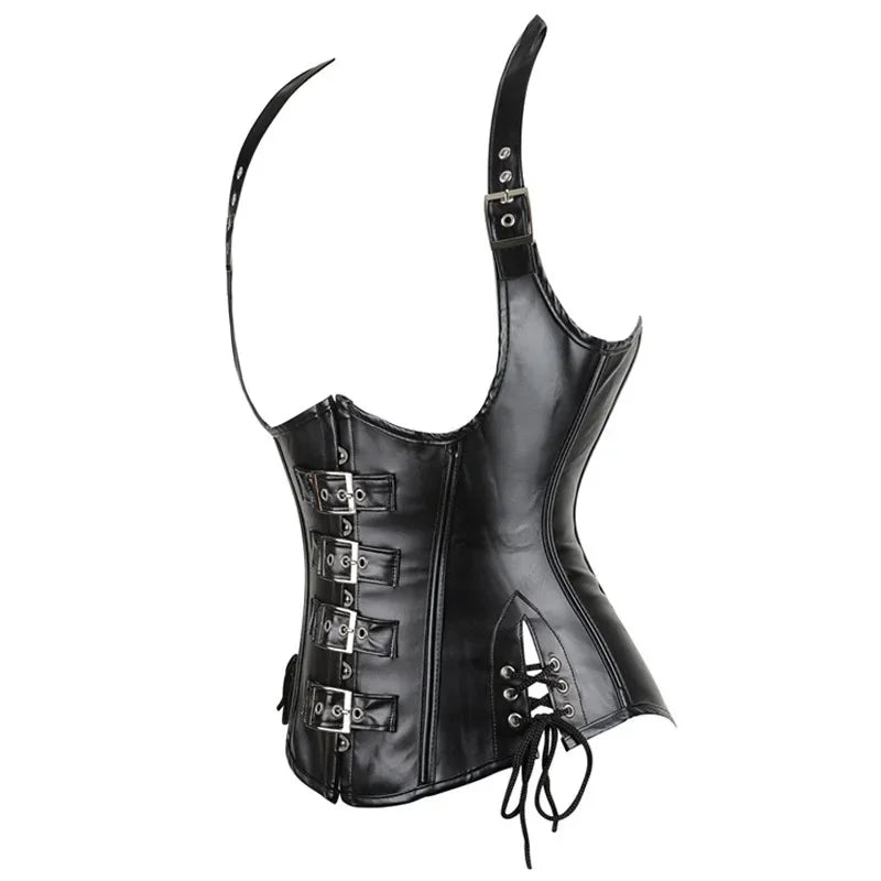 Steampunk Underbust Corset Vest Waist Cincher Vest Leather Bustier Top
