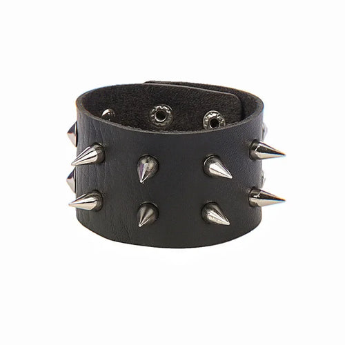 2024 New PU Leather Studded Bracelet Punk Bracelet Adjustable Goth