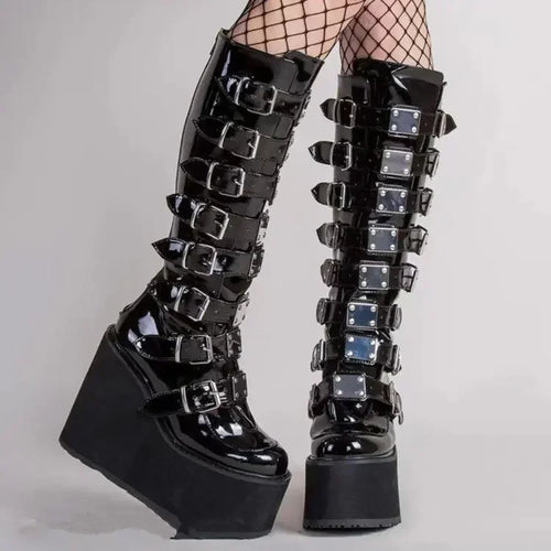 Women Boots Cosplay Ladies High Heel Platform Wedges Women High Boots