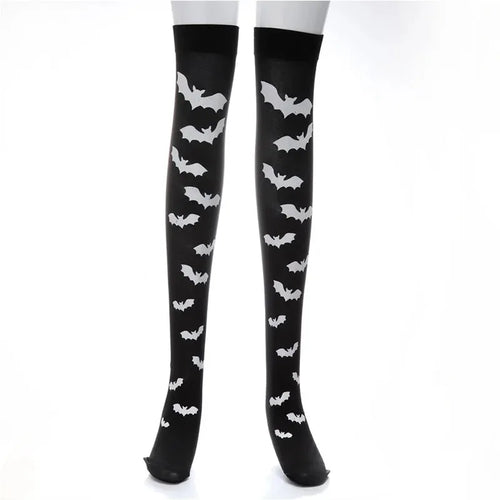 Skull Bat Gothic Dark Long Sexy Stockings Women spider Harajuku Emo