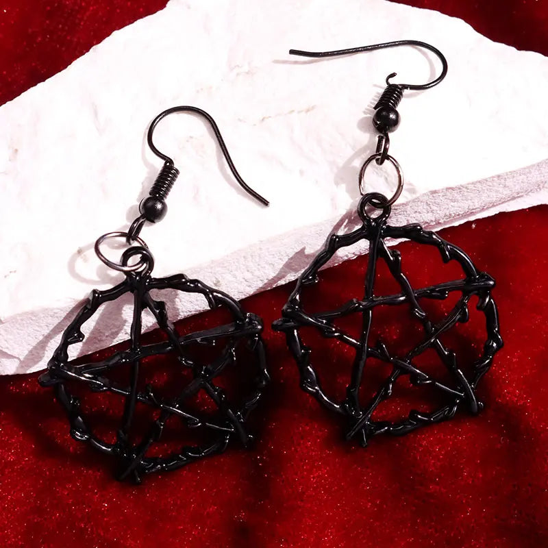 Gothic Pentagon Thorns Metal Star Drop Earring Dangle Harajuku  Unique