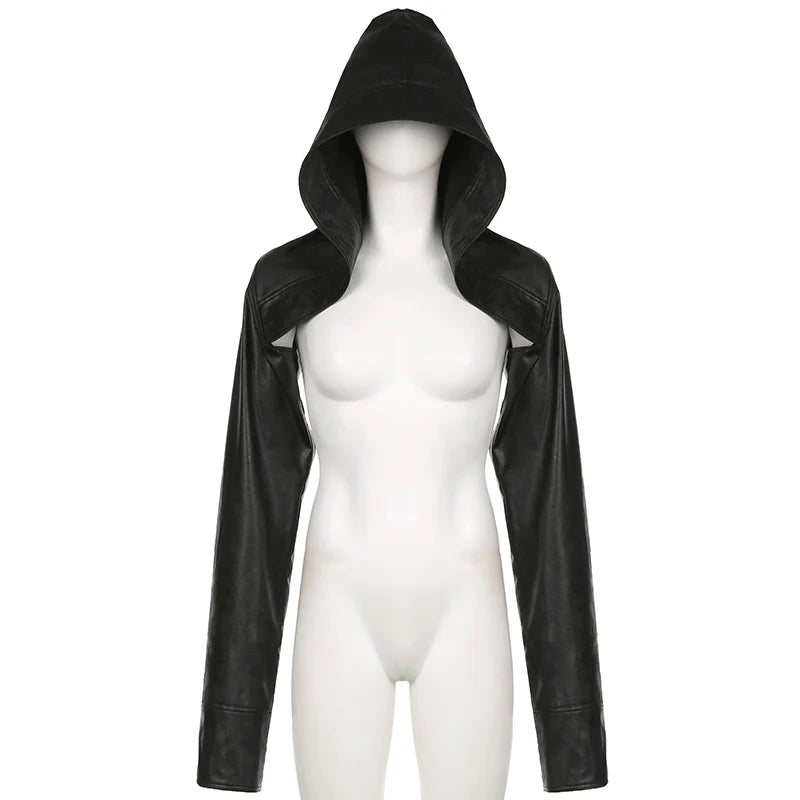 BIIKPIIK Fashion Street Style Pu Leather Jackets Punk Gothic Hooded
