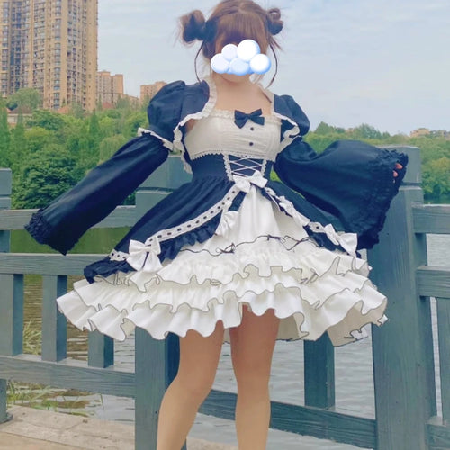 Victorian Vintage Lolita Dress Women Gothic Y2k Puff Short Sleeve