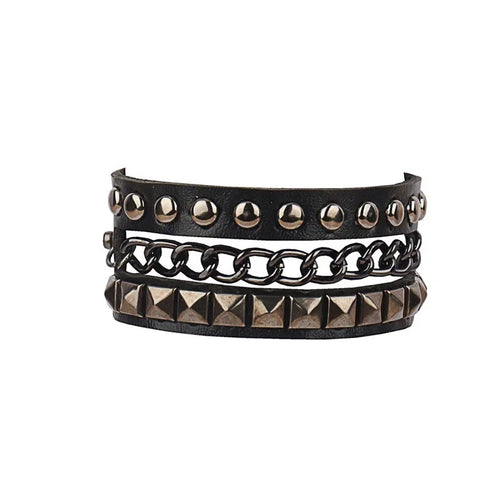 2024 New PU Leather Studded Bracelet Punk Bracelet Adjustable Goth