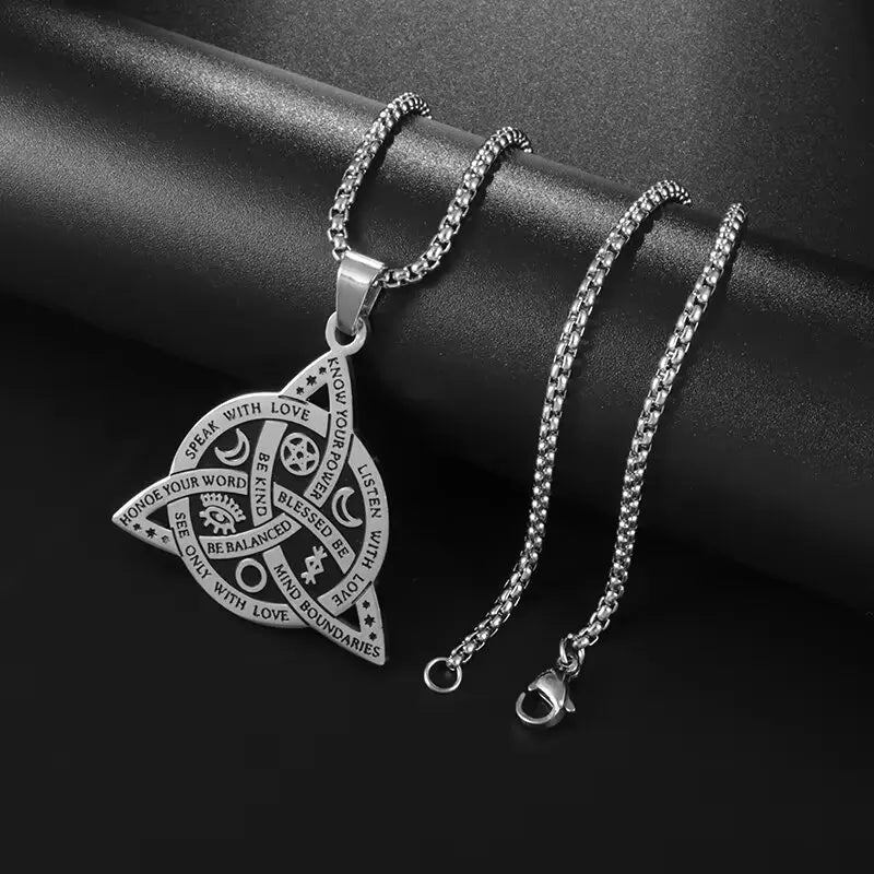 Stainless Steel Vintage Irish Celtic Trinity Knot Pendant Wiccan Witch