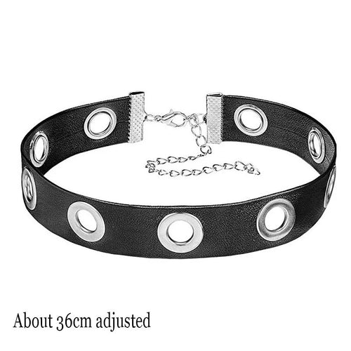 Woman Black Punk Choker Collar Necklace Sexy PU Leather Heart Lock Key