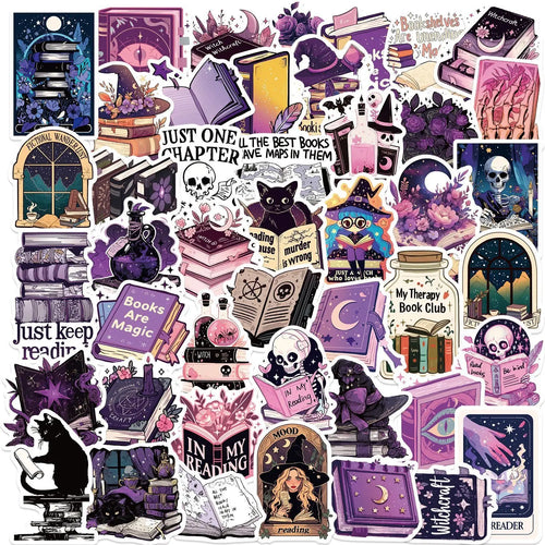 10/50pcs Purple Gothic Witch Bookish Stickers Smutty Dark Romance