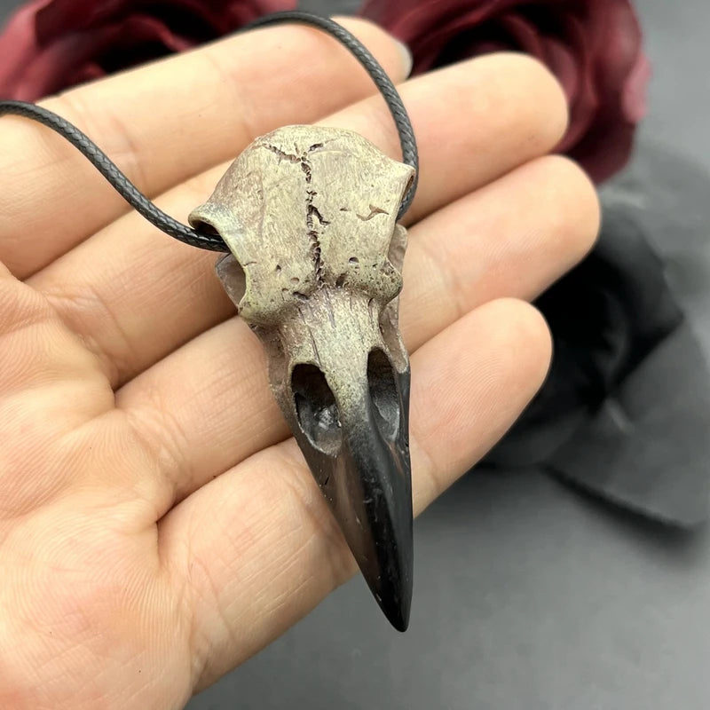 3D Goth Raven Skull Necklace Resin Replica Raven Magpie Crow Gothic