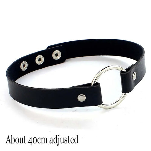 Woman Black Punk Choker Collar Necklace Sexy PU Leather Heart Lock Key