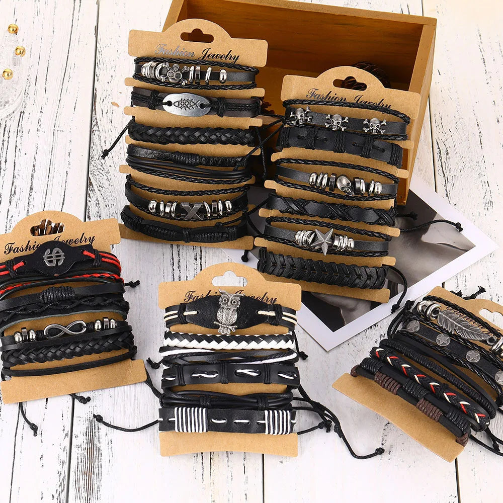 Fashion Bracelet Viking  Bracelet For Men Hand Bracelets Woven Skull