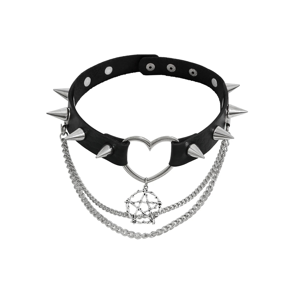 Salircon Fashion Harajuku Black PU Leather Choker Necklace Women's
