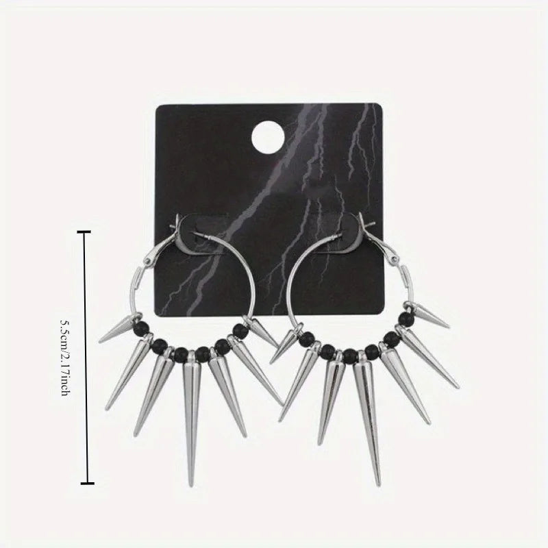 1 Pair Punk Minimalist Dark Gothic Style, Multiple Tapered Spikes