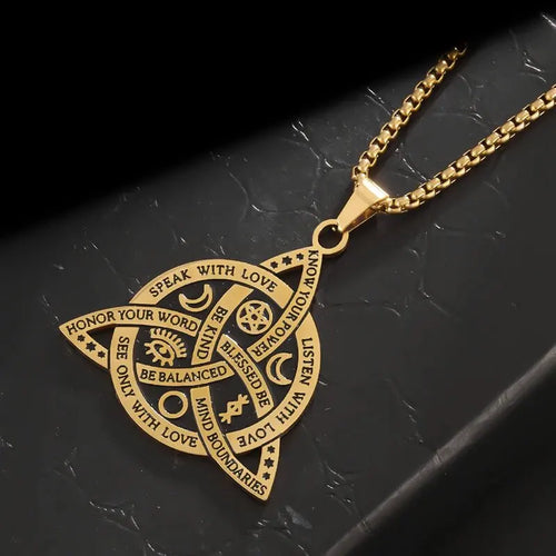 Stainless Steel Vintage Irish Celtic Trinity Knot Pendant Wiccan Witch