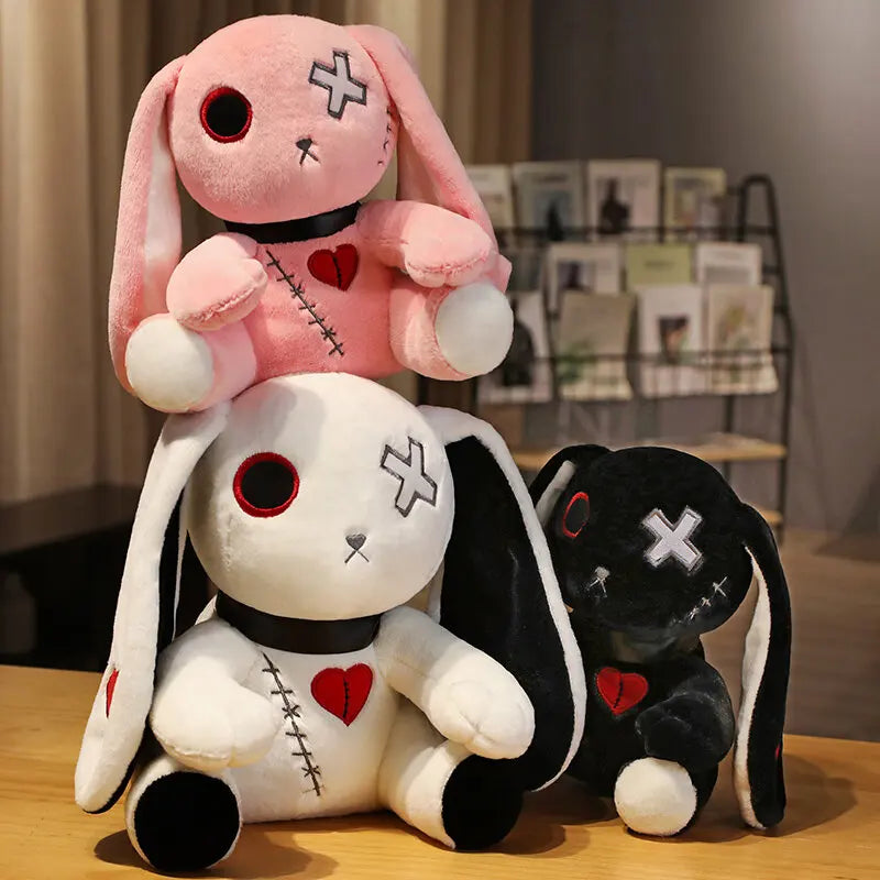 Spooky Gothic Bunny Stuffed Crazy Rabbit Plush Toys, Spooky Gothic