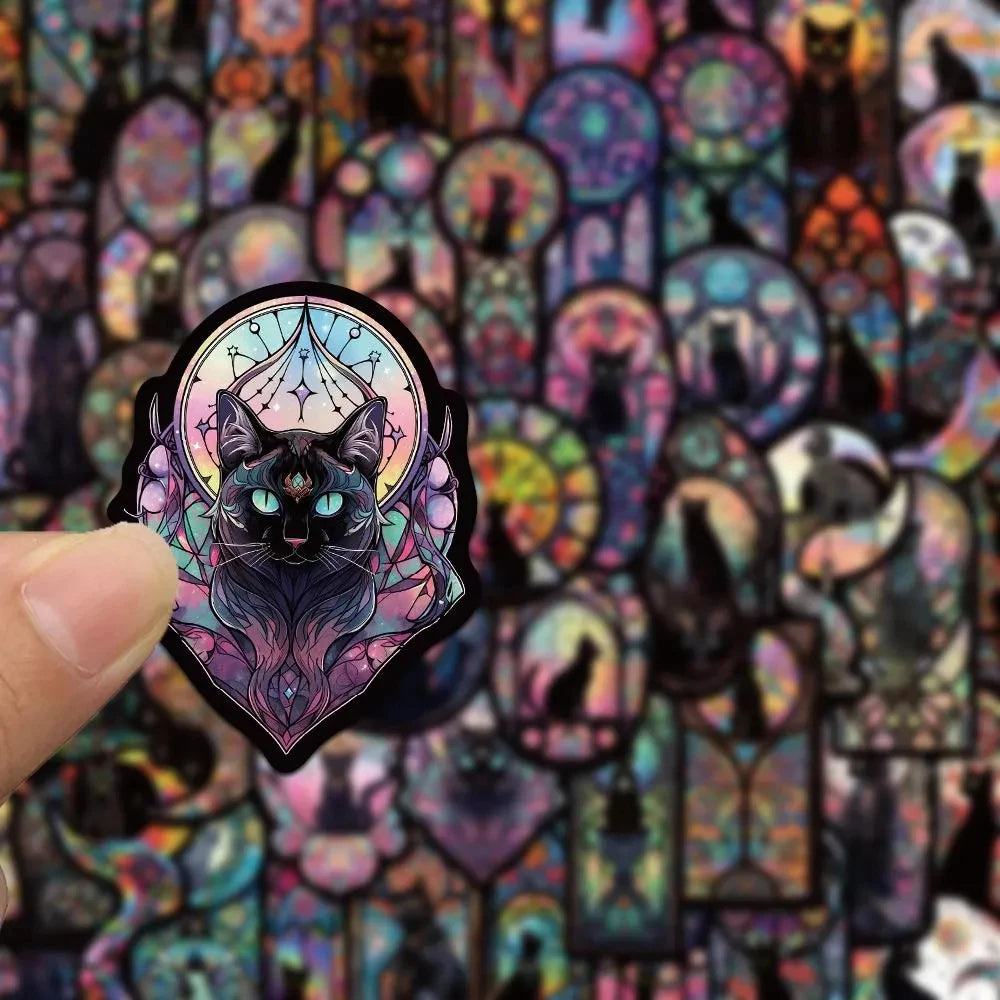 10/30/50pcs Dark Gothic Black Cat Cartoon Stickers Aesthetic Graffiti