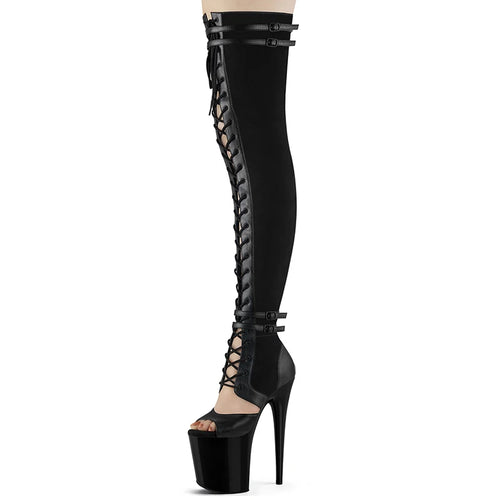 20cm Gothic Red Women's Exotic Dancer Thin Heels Platform Boots