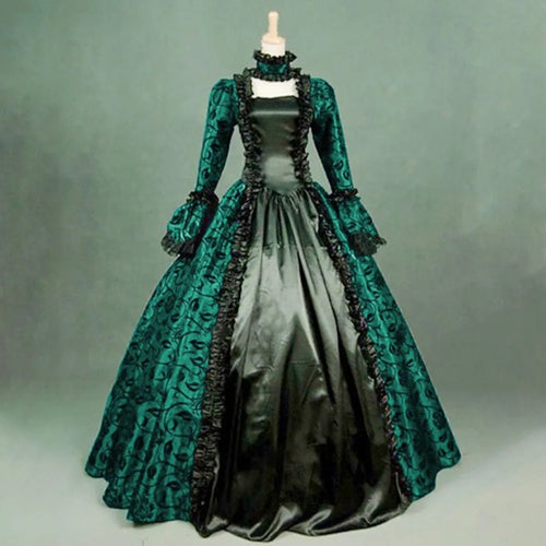 New Women's Retro Long Sleeve Dress Medieval Victorian Court Lace