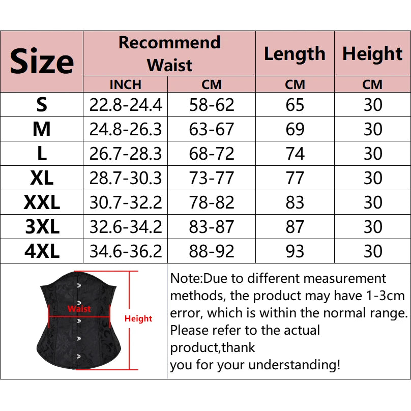 Underbust Corset Floral Push Up Boned Bustier Gothique Korsett For