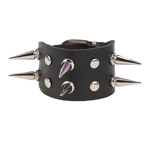 2024 New PU Leather Studded Bracelet Punk Bracelet Adjustable Goth