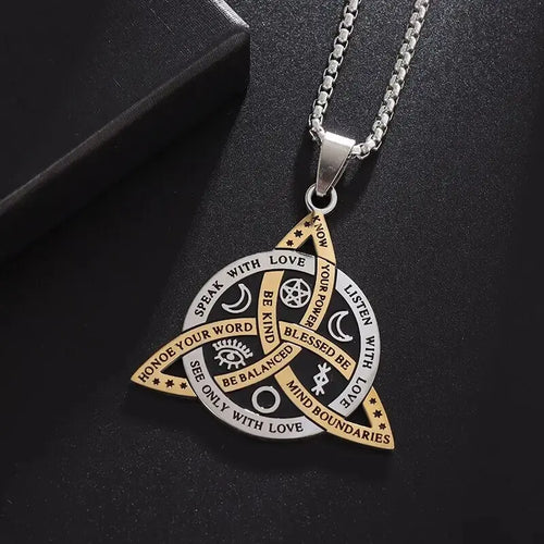 Stainless Steel Vintage Irish Celtic Trinity Knot Pendant Wiccan Witch