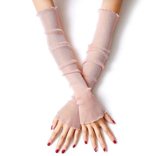 Women Lolita Jk Lace Fingerless Gloves Black Gothic DIY Strapping
