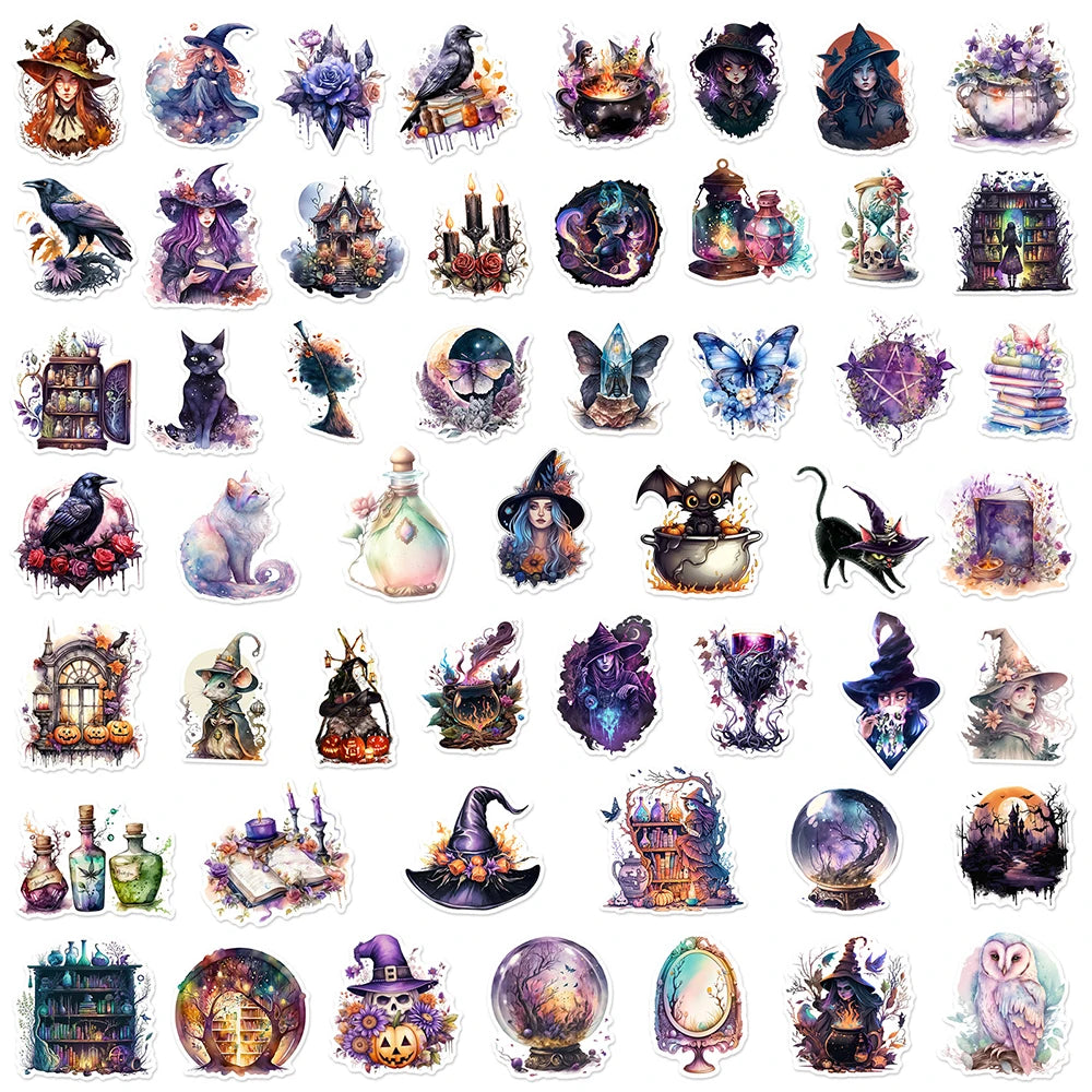 10/30/50pcs Art Gothic Magic Witch Aesthetic Cartoon Stickers