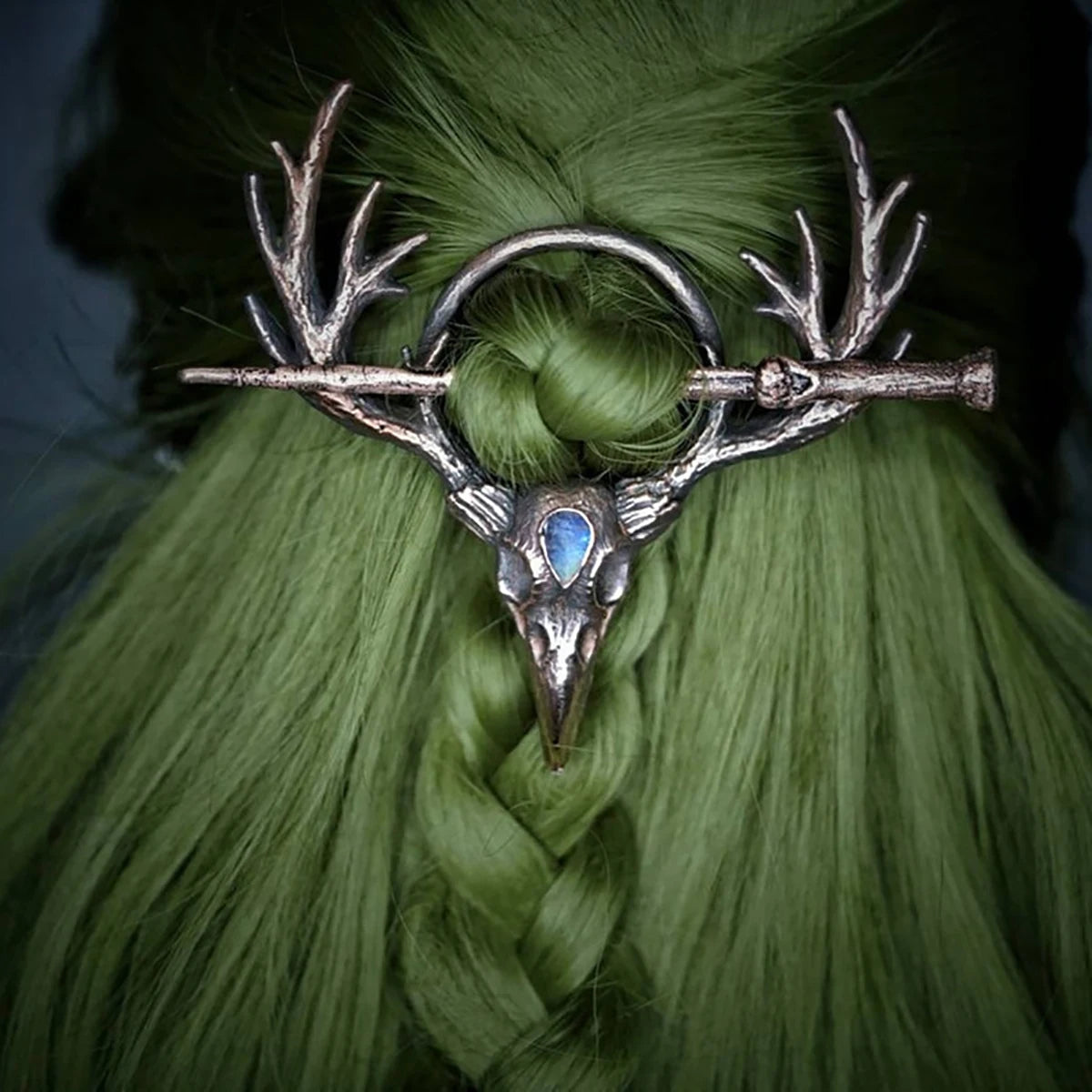 Gothic Retro Cow Skull Skeleton Moonstone Hair Clips Hairpins for