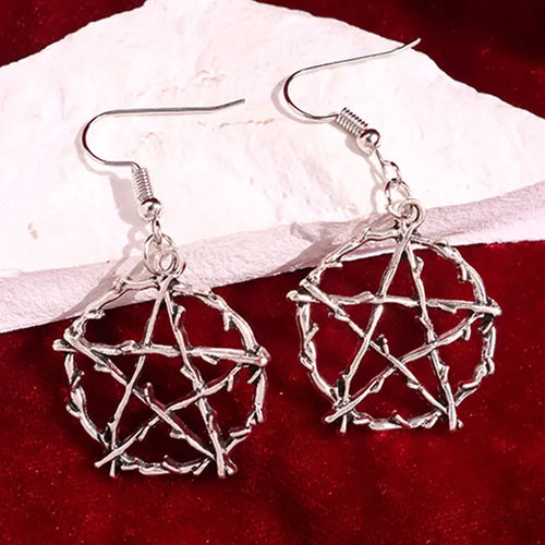 Gothic Pentagon Thorns Metal Star Drop Earring Dangle Harajuku  Unique
