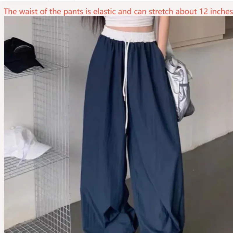 High Street Women's Wide Leg Pants Drawstring Y2K Gothic Hip Hop