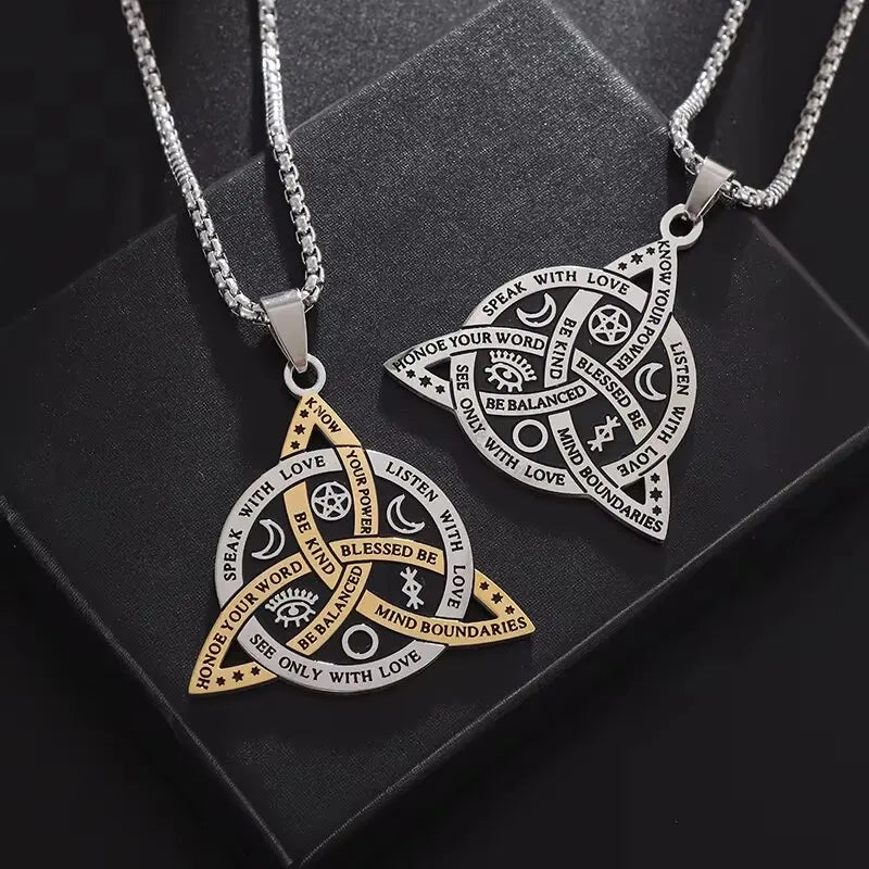 Stainless Steel Vintage Irish Celtic Trinity Knot Pendant Wiccan Witch