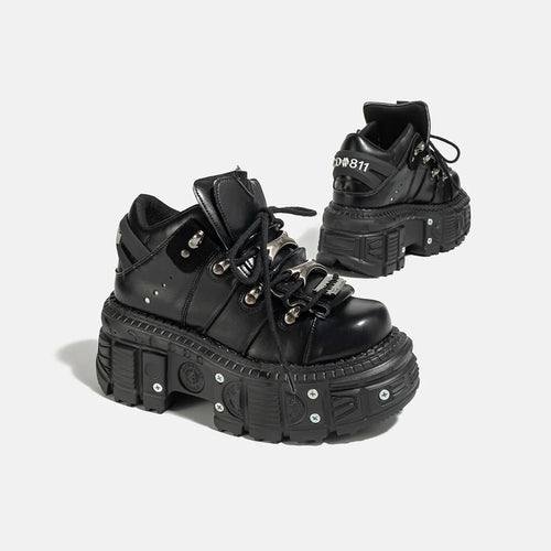New Punk Style Women Shoes Lace-up Heel Height 6CM Platform Shoes