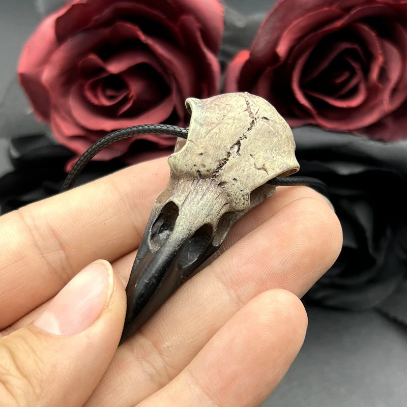 3D Goth Raven Skull Necklace Resin Replica Raven Magpie Crow Gothic