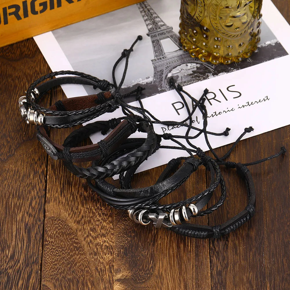 Fashion Bracelet Viking  Bracelet For Men Hand Bracelets Woven Skull