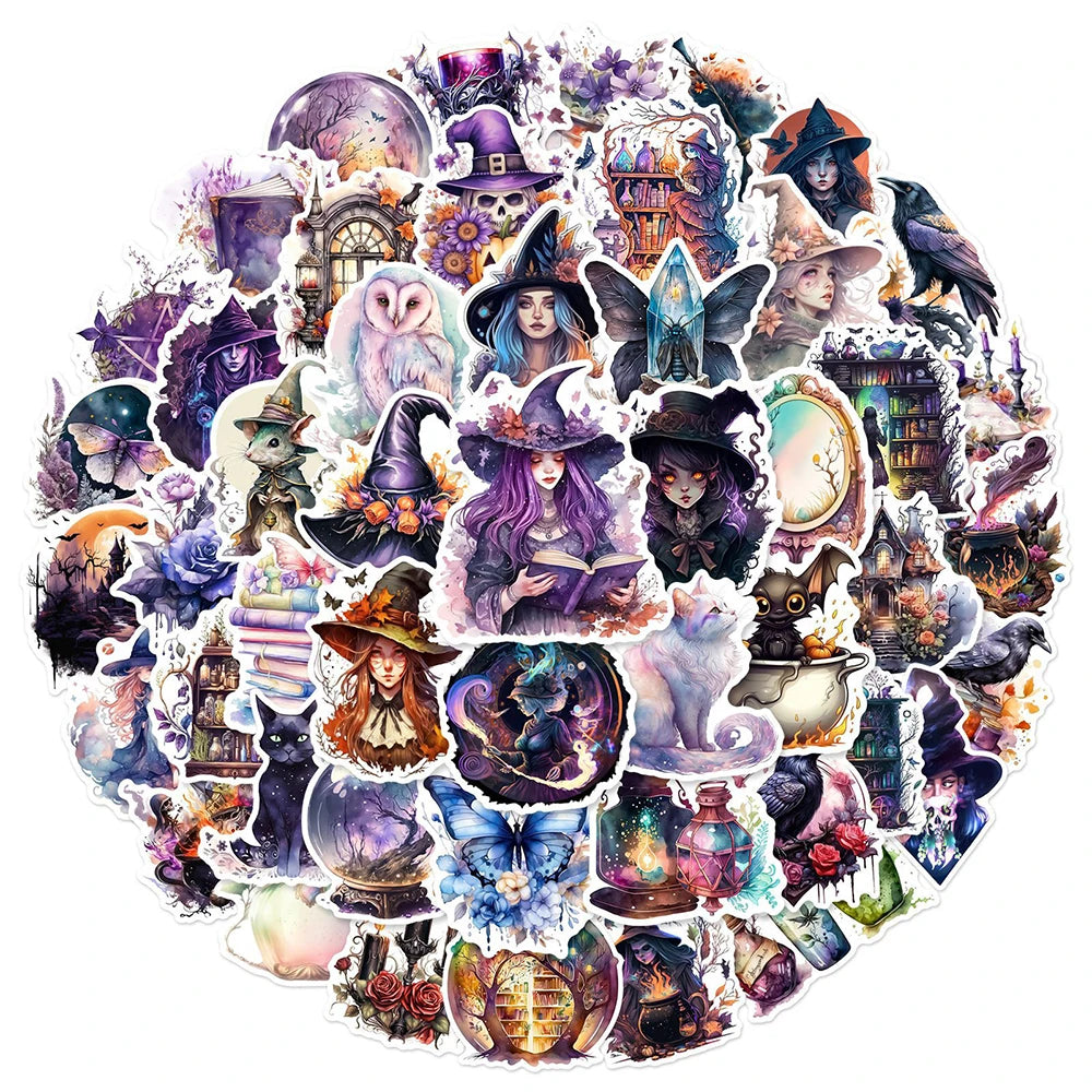 10/30/50pcs Art Gothic Magic Witch Aesthetic Cartoon Stickers