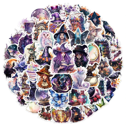 10/30/50pcs Art Gothic Magic Witch Aesthetic Cartoon Stickers